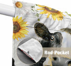 Retro Farmhouse Floral Swag Valances for Windows, Yellow Sunflowers Cows Butterfly Wood Rod Pocket Kitchen Curtains Valance, Small Window Curtains Swag for Cafe Living Room, 2 Panels, 28x36 inch