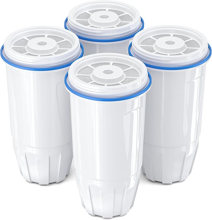 Upgraded Water Filter Replacement Fit for Zero Pitcher and Dispenser ZR-001 ZR-004 ZP-006 ZR-017, Five-Stage Filter System, Effectively Reducing Lead, Chromium, and Contaminants, 4 Packs, By BOGDA