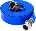 DAVCO 3" ID × 50 ft Pool Backwash Hose, Heavy Duty Reinforced Blue PVC Lay Flat Water Discharge Pump Hoses For Swimming Drain Pools and Clean Filters, with Aluminum Camlock C and E Fittings
