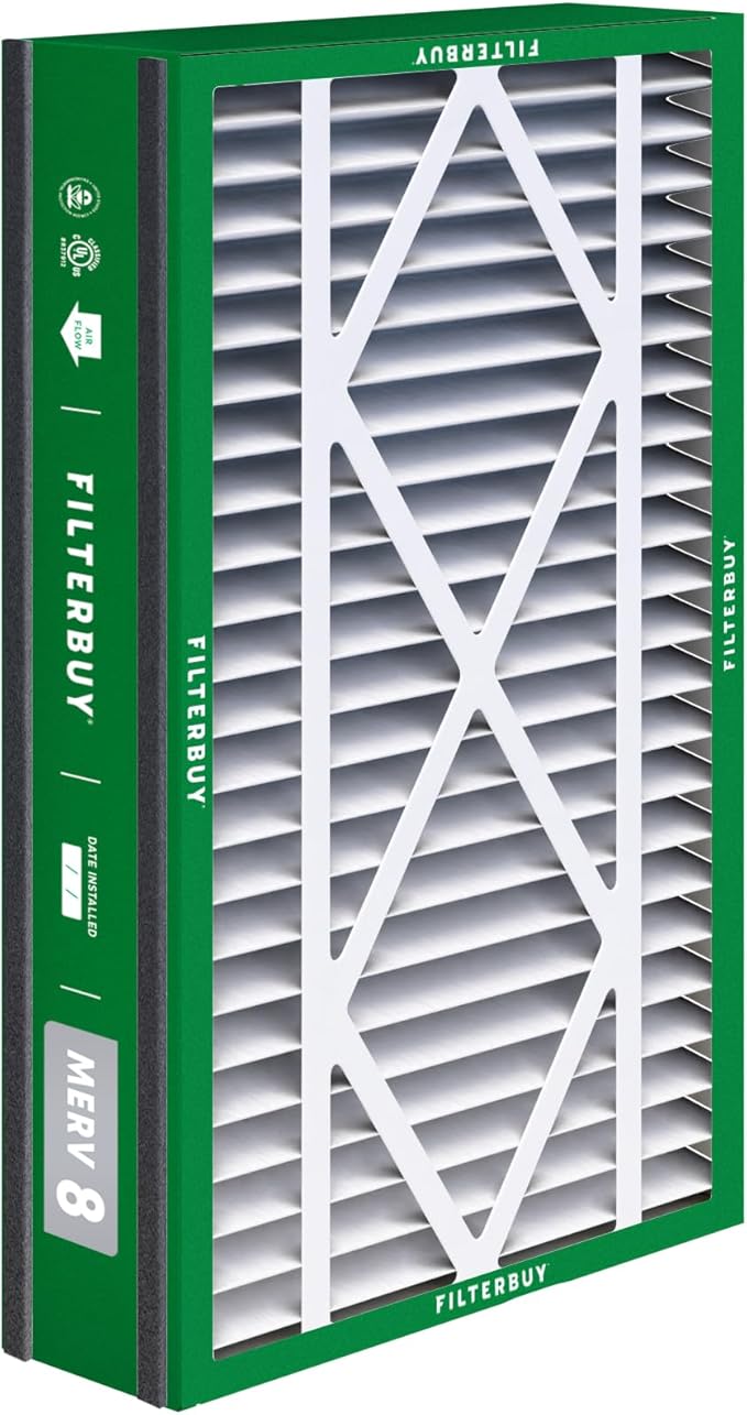 Filterbuy 16x25x5 Air Filter MERV 8 Essential Dust & Allergy Defense (2-Pack), Electrostatic Pleated HVAC AC Furnace Filters for Trion Air Bear 255649-105 and More (Actual Size: 15.63 x 24.13 x 4.88)