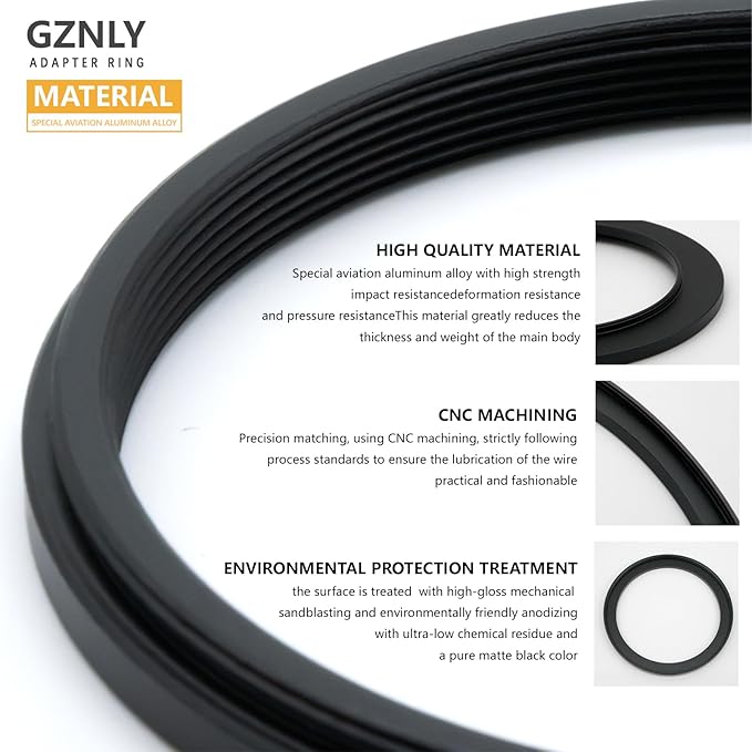 46mm to 49mm Step-up Adapter Rings Filter Adapter Black Metal Step Down Filter Ring Adapter Compatible with All Brand UV CPL ND Camera Lens Filter Stepping Rings (46mm-49mm)