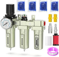 Industrial Grade 3-Stage Air Drying System, 3/4" NPT with Manual Drain, Desiccant Dryer, Air Regulator, Particulate Filter and Coalescing Filter for Paint Spray, Plasma Cutter