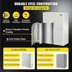 VEVOR Electrical Enclosure Box, 16'' ×12'' ×6'', Carbon Steel Hinged Junction Box, IP66 Waterproof & Dustproof, Outdoor Electrical Box, with Mounting Plate