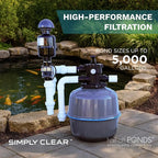 HALF OFF PONDS Simply Clear Koi Pond Filter System with 2HP Blower – Filters Ponds Up to 5,000 Gallons – Bio Comb Media, 6-Way Valve, Pressure Gauge- Mechanical & Biological Filtration