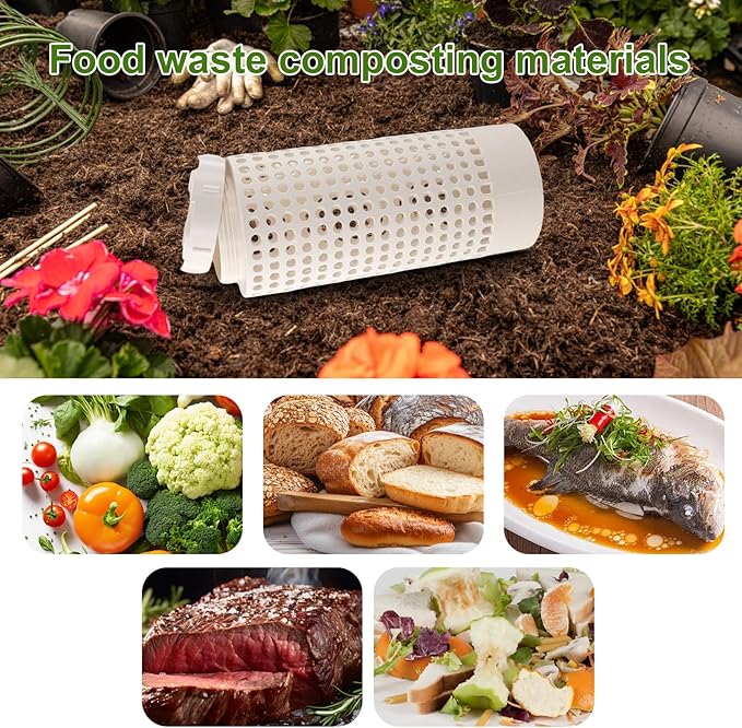 Inground Farm Composter, Outdoor In-Ground Compost Bin for Raised Garden Beds and Yards, Organic Waste Decomposer 2 Gallons, 4.3"x4.3"x11", Composter Tumbler Outdoor (2)