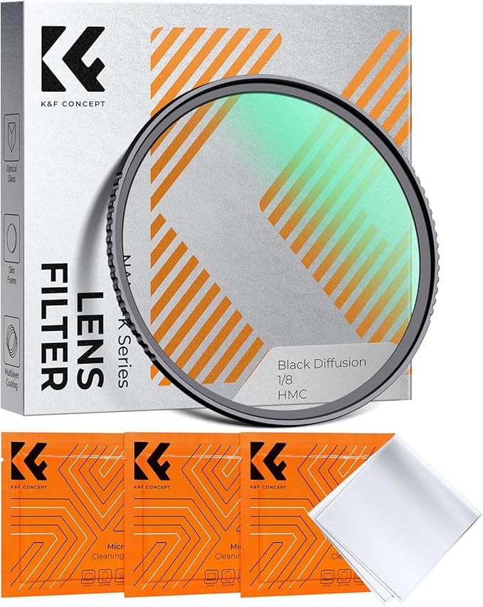 K&F CONCEPT 49mm Black Diffusion 1/8 Filter, Mist Dreamy Cinematic Effect Filter for Video/Vlog/Portrait Photography K-Series