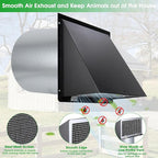 8 inch Hooded Wall Vent with Screen and Damper,Wall Vent Cover Exhaust Vent Outdoor Wall Cap Exterior Air Vent Cover for Kitchen Range Hood HVAC Duct Dryer Ventilation,Galvanized Steel,Black