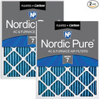 Nordic Pure 16x16x1 (Actual Size: 15 3/4 x 15 3/4 x 3/4) Pleated Air Filters MERV 7 Plus Carbon 2 Pack