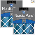 Nordic Pure 25x25x1 (Actual Size: 24 1/2 x 24 1/2 x 3/4) Pleated Air Filters MERV 7 Plus Carbon 2 Pack