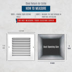 Fits 6x6 Duct Opening | Steel Return Air Grille by Handua | Vent Cover Grill for Sidewall and Ceiling | White | HVAC Cold Air Intake Grille | Outer Dimensions: 7.75"W X 7.75"