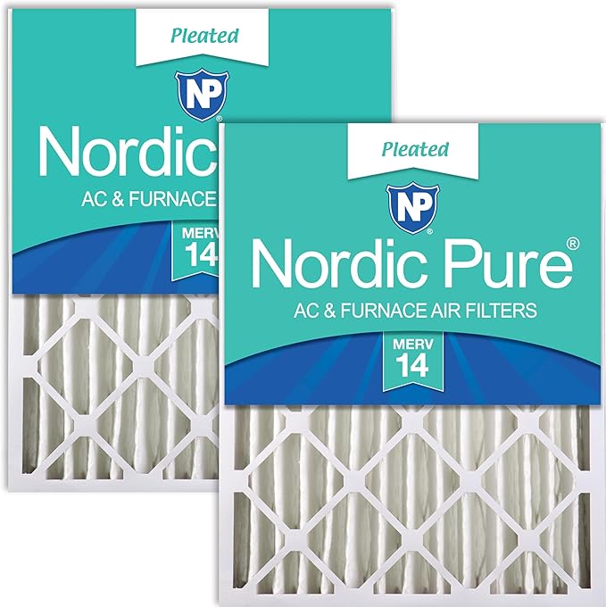 Nordic Pure 20x25x4 (Actual Size: 19 1/2 x 24 1/2 x 3 5/8) Pleated MERV 14 Air Filters 2 Pack
