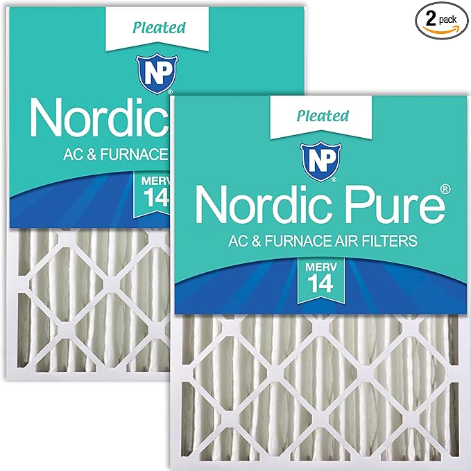 Nordic Pure 16x20x4 (Actual Size: 15 1/2 x 19 1/2 x 3 5/8) Pleated MERV 14 Air Filters 2 Pack
