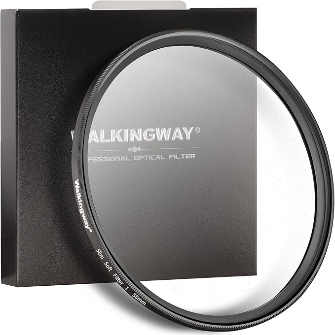 Walking Way 58MM White Pro Mist Diffusion Filter Soft Focus Filter Dreamy Fog Effect Circular Lens Filter Softening Diffuser for Digital DSLR Camera and Video (Light-Soft 1, 58MM)
