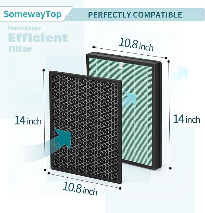 Filters Replacement Kit Compatible with BioGs 2.0 Filter Replacement, Air Clenaer to Remove Odor for Home and Large Room, 2x H13 True HEPA and 2x Carbon