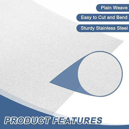 uxcell 2Pcs 50 Mesh 39" x 12" Woven Wire Mesh, 304 Stainless Steel Air Vent Filter Screen, Window Screen Mesh for DIY Projects Vents Cover Filtration Animals Fence