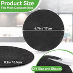 10PCS Compost Bin Charcoal Filters- 6.7inch Activated Carbon Filters，Round Charcoal Replacements for Kitchen Compost Bin Pail Replacement,Countertop Home Bucket Refill