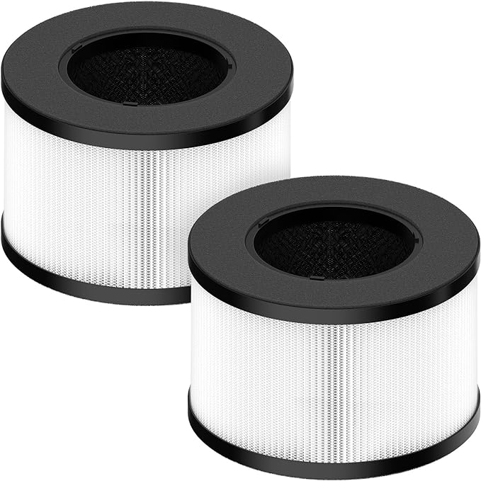 BS-03 HEPA Replacement Filter Compatible with PARTU and Slevoo BS-03 HEPA Air Purifier with 3-in-1 Filtration System, 2 Pack
