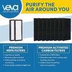 VEVA Genuine 8000 Elite Pro Series Air Purifier 2 HEPA Filters & 8 Carbon Pre-Filters - Removes Allergens, Smoke, Dust, Pet Dander & Odor Air Cleaner Home & Office