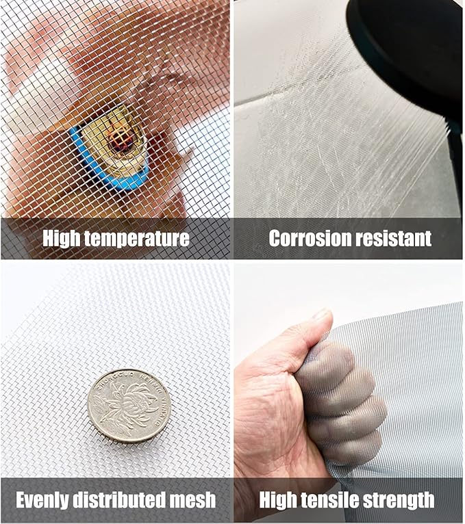 Stainless Steel Woven Wire Mesh Stainless Steel Woven Wire Mesh 14 Mesh Rodent Control Cage Net Garden Insect Screen Corrosion-Resistant Filter - 1.54mm Hole