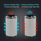 iPower 6 Inch Air Carbon Filter Odor Control with Premium Australia Virgin Charcoal for Inline Fan, Indoor Grow Tent, Hydroponics, Reversible Flange, Prefilter Included, Black