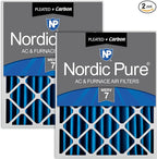 Nordic Pure 16x24x4 (Actual Size: 15 3/8 x 23 3/8 x 3 5/8) Pleated Air Filters MERV 7 Plus Carbon 2 Pack