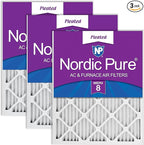 Nordic Pure 18x25x1 (Actual Size: 17 1/2 x 24 1/2 x 3/4) Pleated MERV 8 Air Filters 3 Pack
