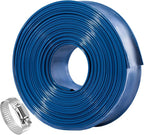 Pool Backwash Hose 1 1/2 inch × 25 ft Thicken Blue Water Discharge Pipe Lay Flat Tubing Hose for Backwash Pool Filter, Drain Pool Pond Water (1.5in-25ft, Vinyl Tubing)