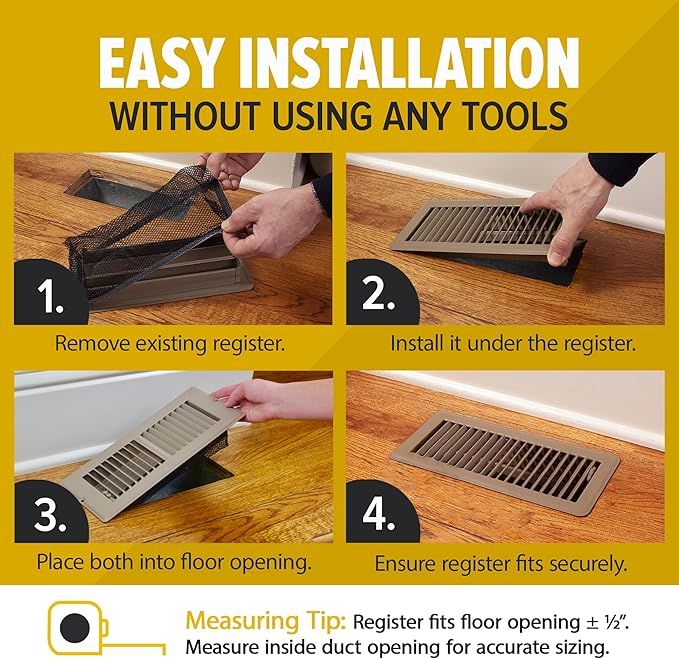 Screen for Home Air Vent Filters 4"x10", 2-Pack