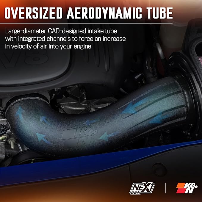 K&N NextGen Cold Air Intake System: High-Flow Cotton Filter: Compatible with 2011-2023 Dodge/Chrysler: Challenger, Charger, 300, 300C, 300S, 50-1542