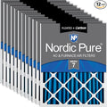 Nordic Pure 20x20x2 (Actual Size: 19 1/2 x 19 1/2 x 1 3/4) Pleated Air Filters MERV 7 Plus Carbon 12 Pack