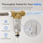 Waterdrop Spin Down Sediment Filter, Backwash Whole House Water Filter System for Well Water, 50 Micron+200 Micron, 1" MNPT + 3/4" FNPT + 3/4" MNPT, Traps Sand, BPA Free