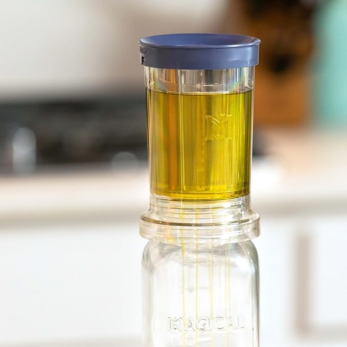 Magical Butter Filter Press – Stainless Steel Strainer System for Mason Jars – Mess-Free Filtering of Oils, Butters, Stocks & Herbal Infusions with Plunger & Cleaning Brush