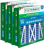 Filterbuy 20x25x5 Air Filter MERV 13 Optimal Smoke & Allergy Defense (3-Pack), Electrostatic Pleated HVAC AC Furnace Filters Replacement for Honeywell Return Grille (Actual Size: 18.38 x 23.38 x 3.69)