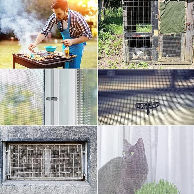 Stainless Steel Woven Wire Mesh, 14 Mesh Rodent Control Cage Net Garden Insect Screen Corrosion-Resistant Filter - 1.54mm Hole