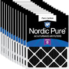 Nordic Pure 14x20x1 (Actual Size: 13 1/2 x 19 1/2 x 3/4) Pure Carbon Pleated Odor Reduction Furnace Air Filters 12 Pack