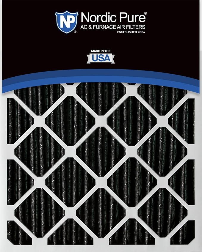 Nordic Pure 20x20x2 (19 1/2 x 19 1/2 x 1 3/4) Furnace Air Filters MERV 10 Pleated Plus Carbon 12 Pack