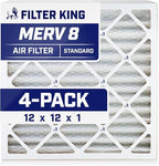 Filter King 12x12x1 Air Filter | 4-PACK | MERV 8 HVAC Pleated A/C Furnace Filters | MADE IN USA | Actual Size: 12 x 12 x .75"