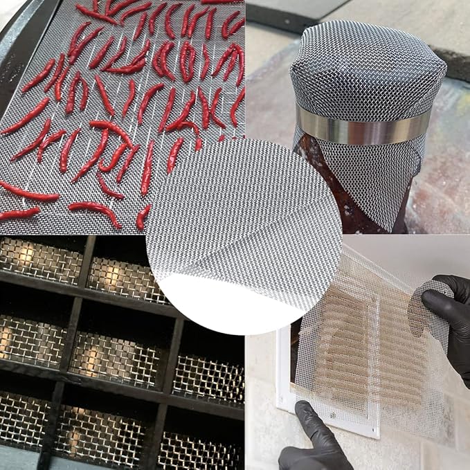 Wire Mesh Sheets Stainless Steel Woven Meshes Screen Filter Panels Vent Metal Rodent Mesh Gauze Net for Mice Rodent Proof Rat Insect for Garden Home 21x30 CM