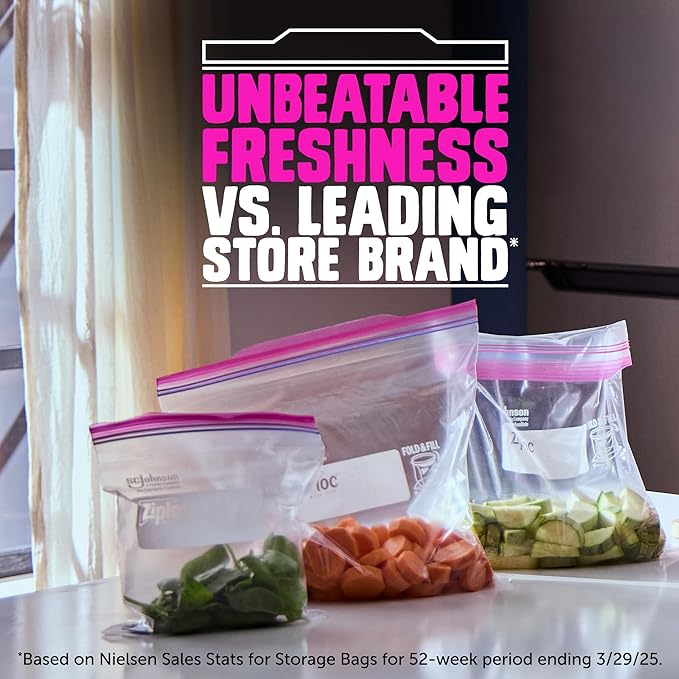 Ziploc Gallon Food Storage Bags, Stand-Up Bottom, Easy to Fill, 96 Count (Packaging May Vary)