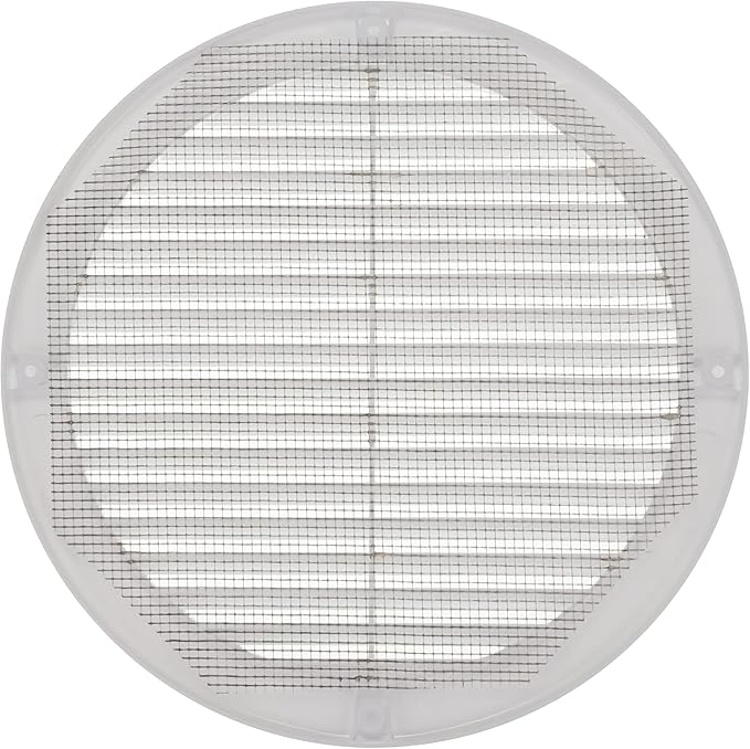 Vent Systems 8" Inch (Opening Dimensions) - Pack of 5 - White Soffit Vent Cover - Plastic Round Air Vent Grille - Built-in Mesh Screen - HVAC Register Louver for Bathroom, Home, Kitchen