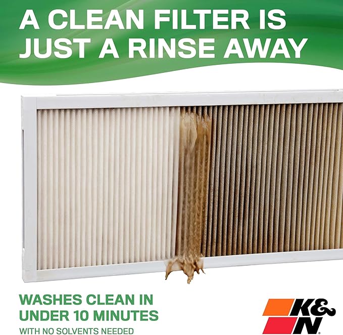 K&N 12X24X1 HVAC Furnace Air Filter, Lasts a Lifetime, Washable, Merv 13, the Last HVAC Filter You Will Ever Buy, Breathe Safely at Home or in the Office, HVC-13-11224