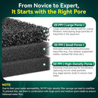 Borlech Aquarium Bio Filter Sponge Pad - Cut-to-Size Aquarium Filter Media for Fish Tank, Pond, Sump - Mechanical & Biological Filtration (18.5"x18.5"x0.8", 20PPI, 2 Pack)
