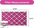 16x30x1 Air Filter by Colorfil | Color Changing Filters for Cat and Dog Odor | MERV 8 Furnace AC Filter for Pet Hair and Dust | 15.75"x29.75"x0.75" Exact Size | Pack of 4