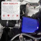 Sun Walker Clamp-on Air Intake Filter, 3/3.5/4 Inch High Flow Round Tapered Air Filter for Enhanced Engine Power, Washable & Reusable Cone Filters Replacement for Car Truck Motorcycle (Blue)