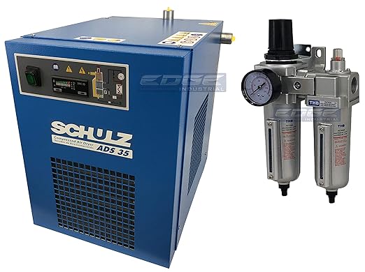 Schulz Refrigerated Air Dryer for Air Compressor, Compressed Air Systems, 35 cfm, Good for 7.5hp & 10hp Air Compressors(with Regulator Pre-Filter)