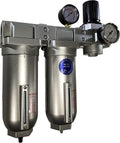 INDUSTRIAL RATED Three Stage Air Drying System - EXTRA LARGE BOWLS- Air Particulate Filter, 0.01 Micron Coalescing Filter & Air Pressure Regulator Modular Combo 1" NPT - Auto Drain, Metal Bowl