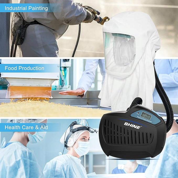 SHINE Air Purifying Respirator,Approved 3 Levels Airflow Control, High-efficiency Li-ion Battery PAPR Kit (P-SH200)