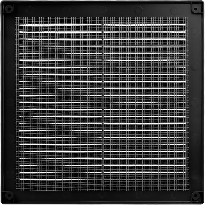 Vent Systems 8" x 8" Inch (Opening Dimensions) - Pack of 10 - Plastic Black Soffit Vent Cover - Flat Square Air Vent Grille - Air Vent Deflector - HVAC 10" x 10" Inch (Overall Dimensions)