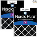 Nordic Pure 25x25x1 (Actual Size: 24 1/2 x 24 1/2 x 3/4) Pure Carbon Pleated Odor Reduction Furnace Air Filters 2 Pack