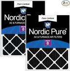 Nordic Pure 16x24x1 (Actual Size: 15 1/2 x 23 1/2 x 3/4) Pure Carbon Pleated Odor Reduction Furnace Air Filters 2 Pack